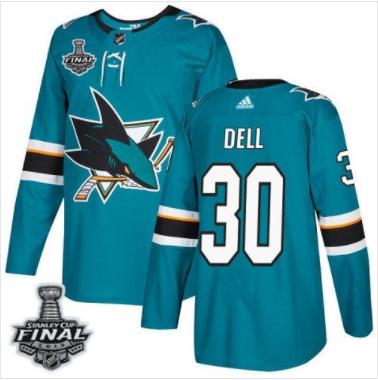 Aaron Dell Sharks Teal Heim Blau 2019 Stanley Cup Final Stitched